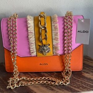 Aldo Tiger Charm Colorblock Crossbody with Gold Chain